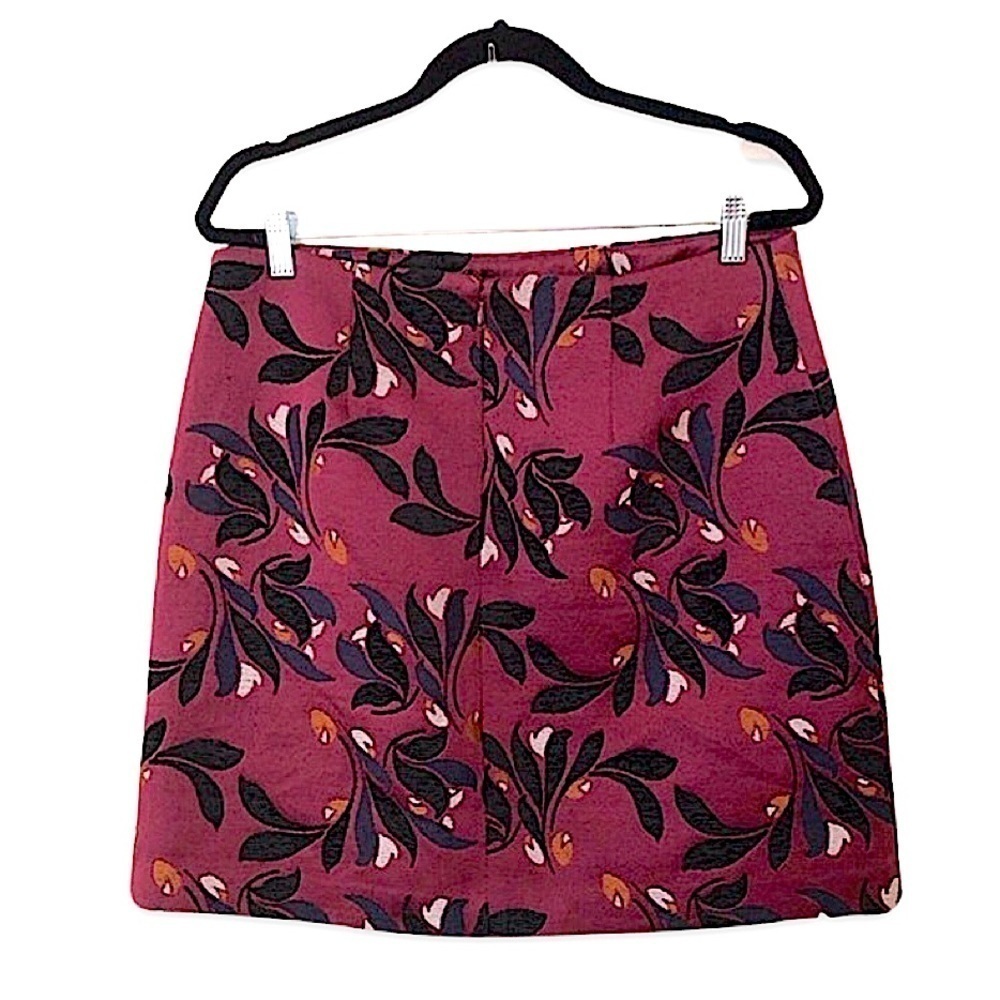 Ann Taylor Plum Floral A-Line Skirt